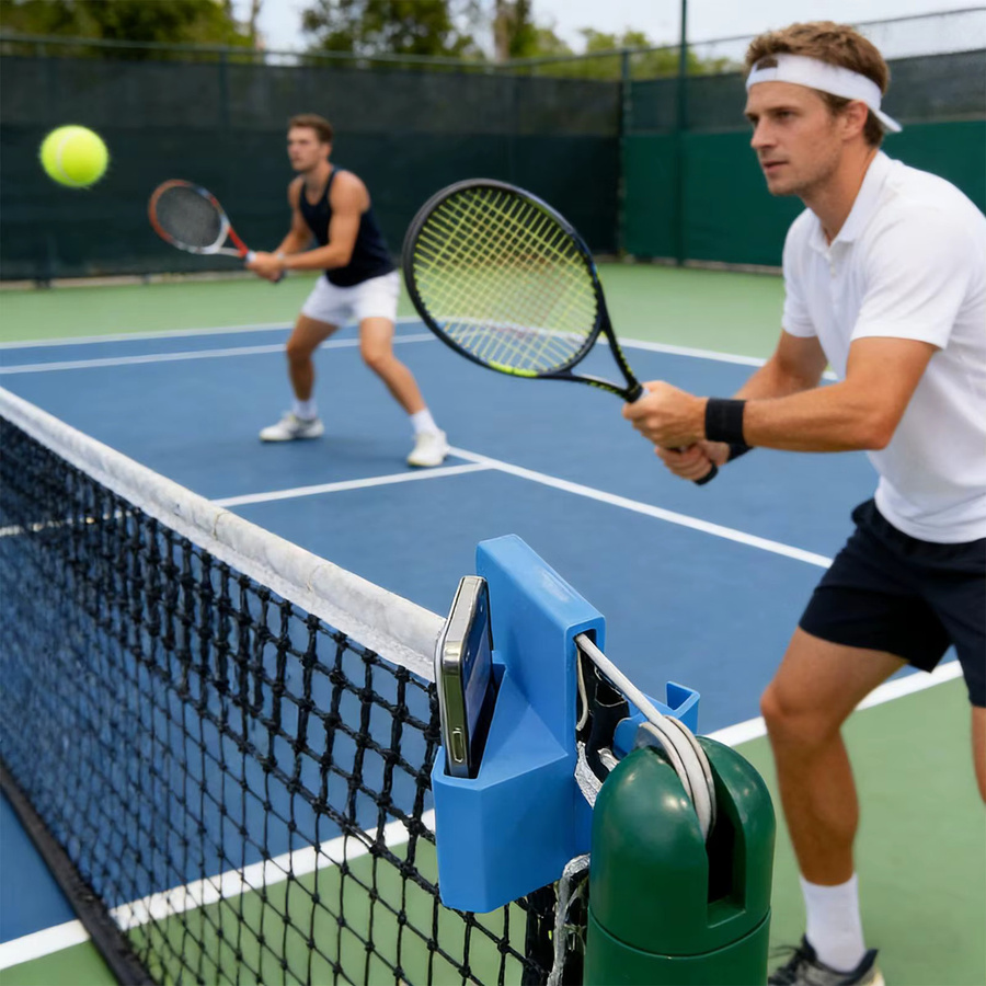 Tragbarer Tenniskamera-Halter in Blau für Spielanalyse und Live-Streaming, 3D-gedruckte Zaun-Telefonhalterung - Bild 3