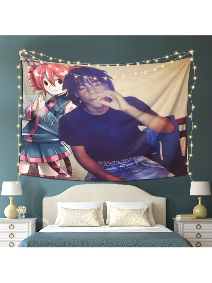 VIKAMA Hip-Hop Anime Wandteppich mit Rap-Sänger Illustration in Multicolour - Bild 5