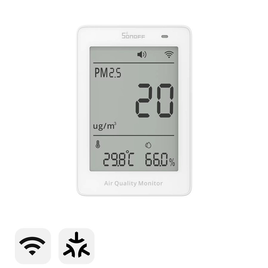 SONOFF AirGuard SAWF-07P Luftqualitätsmonitor mit Matter über WiFi, PM2.5/PM10, Temperatur und Luftfeuchtigkeit, Weiß - Bild 3
