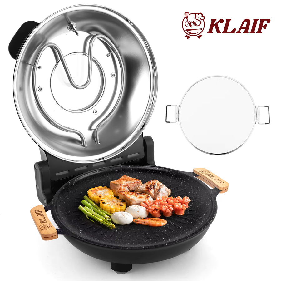 Klaif Pizzaofen in Schwarz mit Doppeltemperaturregelung, 420°C Maximaltemperatur, 12-Zoll-Pizzastein und Mineralsteinplatte - Bild 2