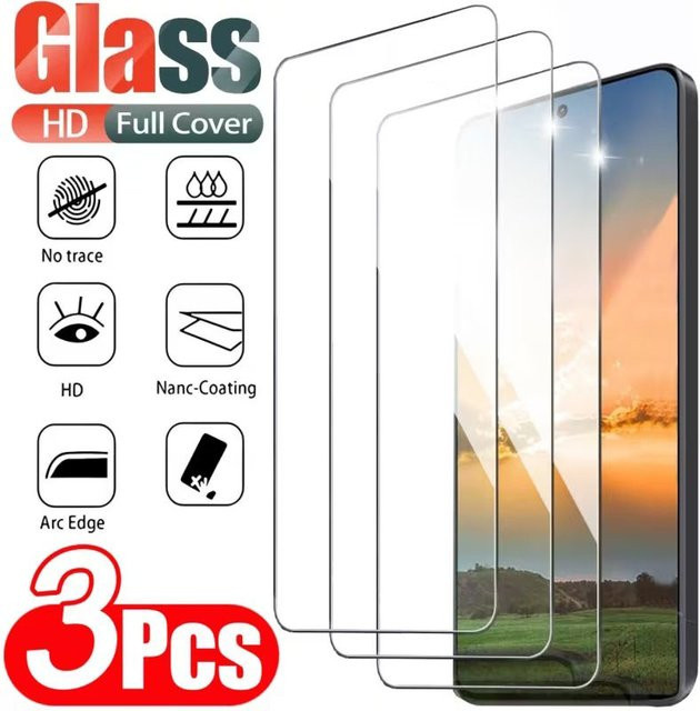 3er-Pack HD Displayschutzfolie aus gehärtetem Glas für Xiaomi Redmi Note 7 Pro 8T 9S 10S 11 Pro 12 Pro+ in Transparent - Bild 1