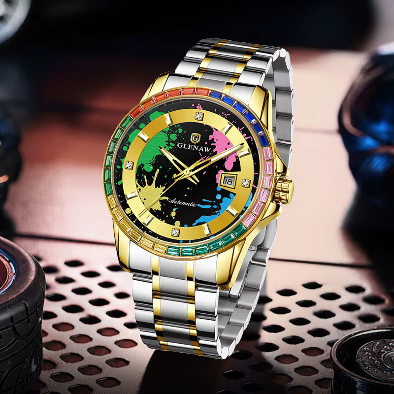 GLENAW Armbanduhr Automatik, Edelstahl, Diamant, Herren - Bild 1