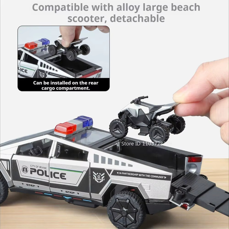 MAKEDA Pickup Santana Polizeiauto, Spielzeugmodell, 1:32, Metall, mit Licht und Sound - Bild 5