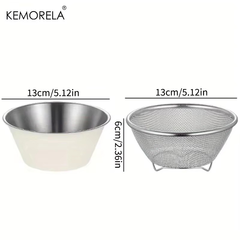 KEMORELA 2-in-1 Edelstahlsieb in Silber mit mikroperforiertem Netz, rund, spülmaschinenfest - Bild 6