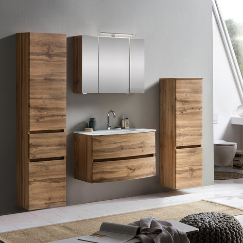 HELD MÖBEL Waschtisch-Set KOPENHAGEN in 7-teiliger Ausführung, modern, braun, Wandmontage, B/T/H: 180 x 40 x 35 cm - Bild 3