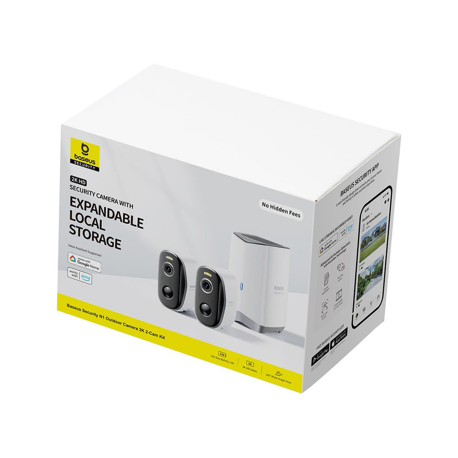 Baseus N1 Außenüberwachungskamera Set, 2K Auflösung, Wi-Fi, IP67, 2er-Set, weiß - Bild 6