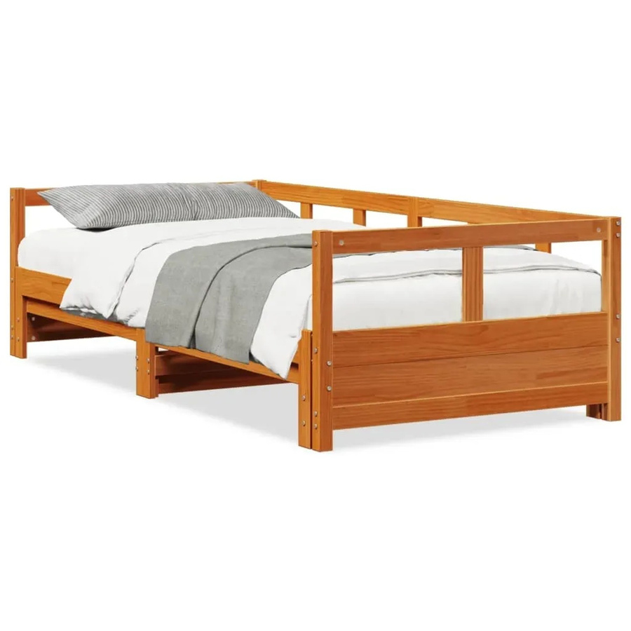 vidaXL Tagesbett aus Massivholz Kiefer in Wachsbraun, B/T/H: 90 x 190 x 85 cm (ohne Matratze) - Bild 2