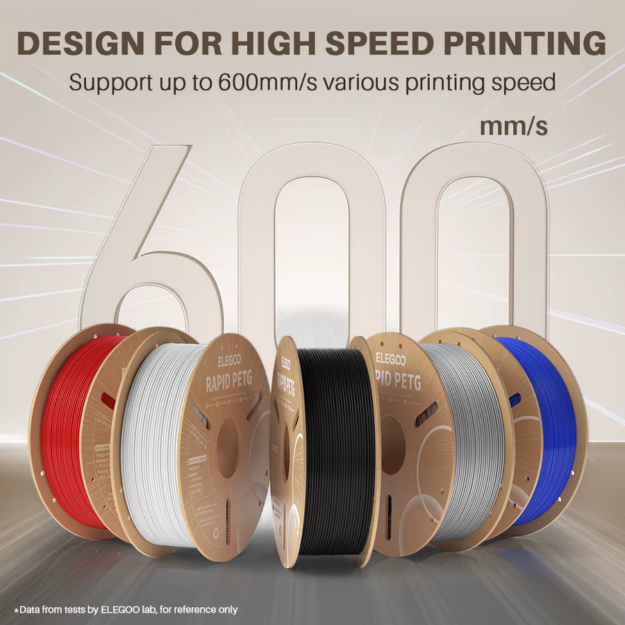 ELEGOO Rapid PETG Filament Grau, 1,75 mm, 1 kg, Hochgeschwindigkeits-3D-Druckerfilament für FDM-Drucker - Bild 3