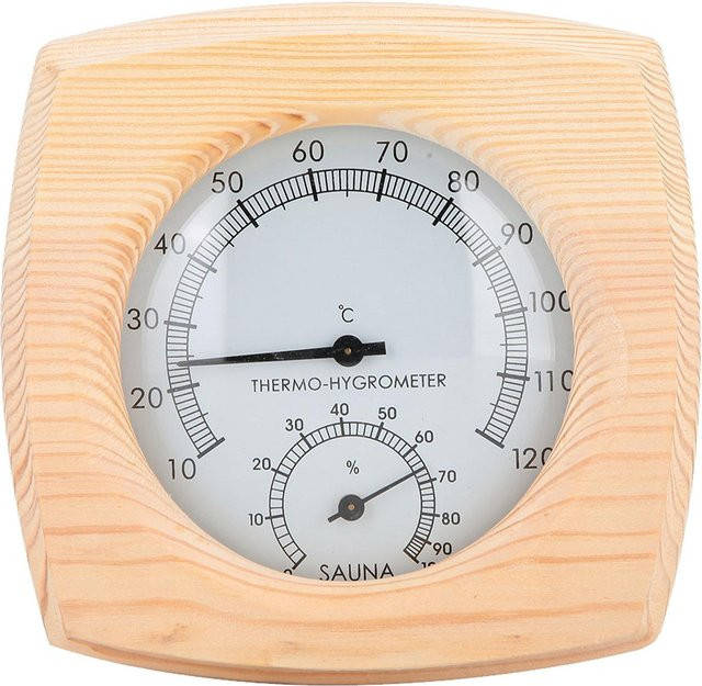 Digitales Thermo-Hygrometer mfySpace zur Messung von Luftfeuchtigkeit und Temperatur für den Saunaraum in Beige - Bild 1