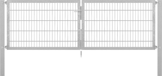 Doppeltor Flexo Plus aus Stahl in Silber, Breite: 300 cm, Höhe: 100 cm, inklusive Pfosten Höhe: 100 cm, Breite: 100 cm, feuerverzinkt - Bild 1