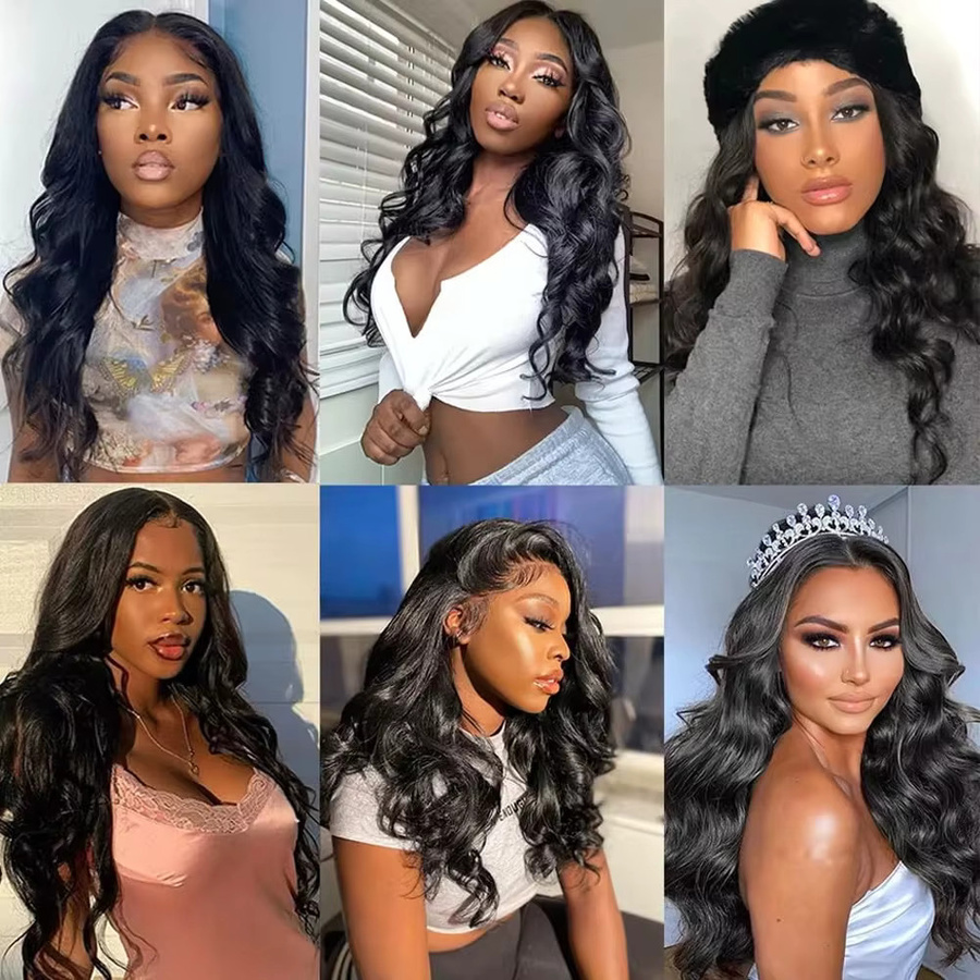 QZOQZO Body Wave Echthaar-Bündel, Natur Schwarz, 3 Stück, Unbehandeltes Jungfrauenhaar - Bild 6
