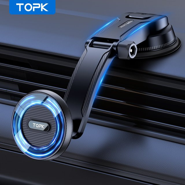 TOPK Magnetischer Autotelefonhalter für MagSafe Armaturenbretthalterung, Schwarz, Kompatibel mit iPhone 17 16 15 14 13 12 Pro Max Plus Mini - Bild 1