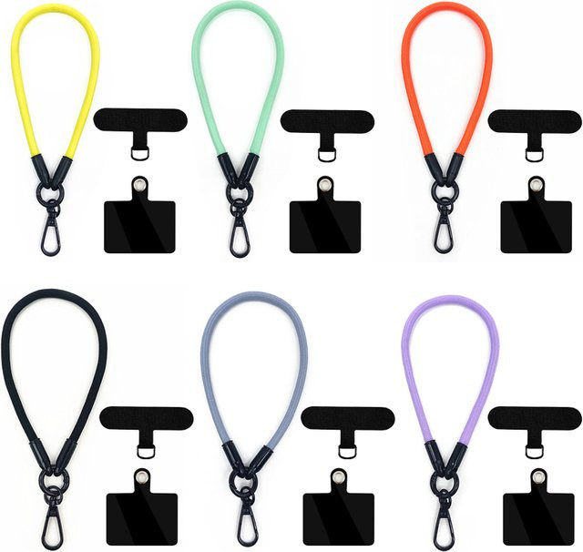 WSSHE Handy-Handgelenk-Lanyard in Gelb mit Kartenhalter und abnehmbarer Anhängerkette für iPhone und Samsung - Bild 1