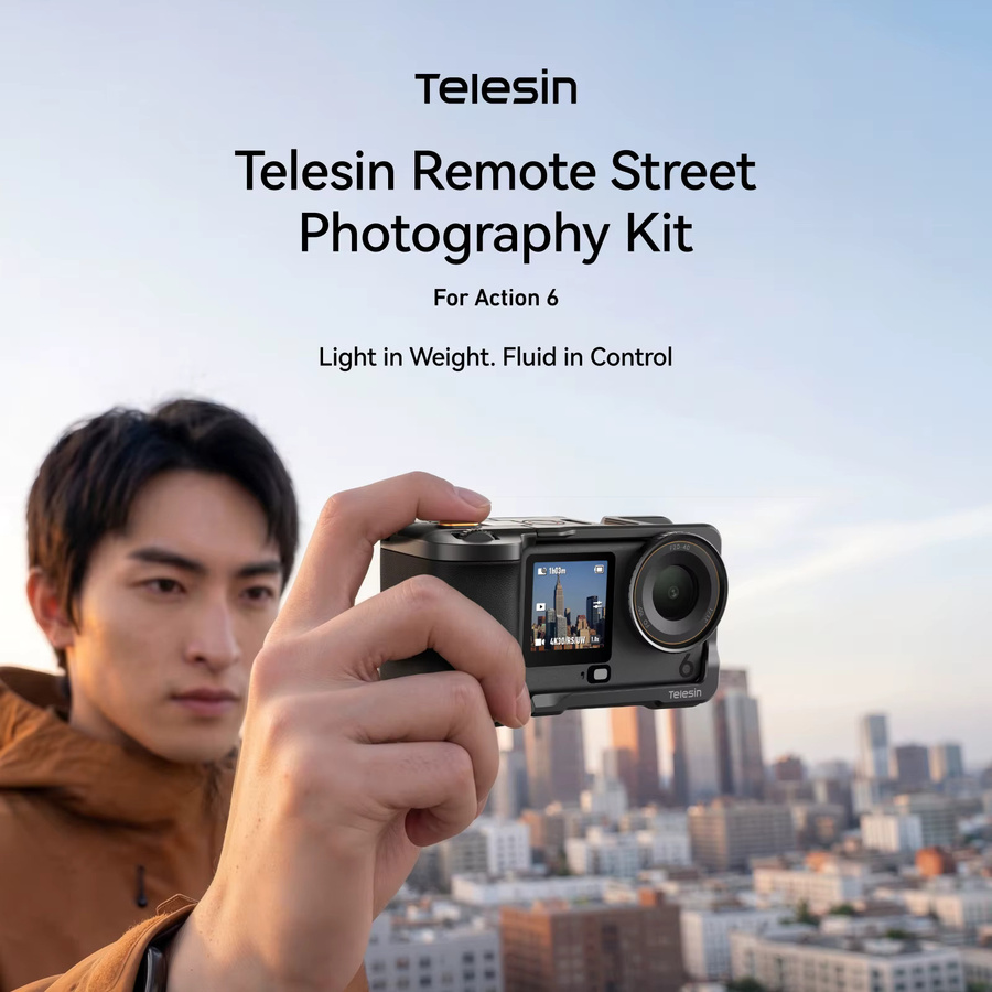 TELESIN Hilfshandgriff mit Zoom-Fernbedienungs-Kit und Rabbit Cage für DJI OSMO Action6, Schwarz - Bild 2