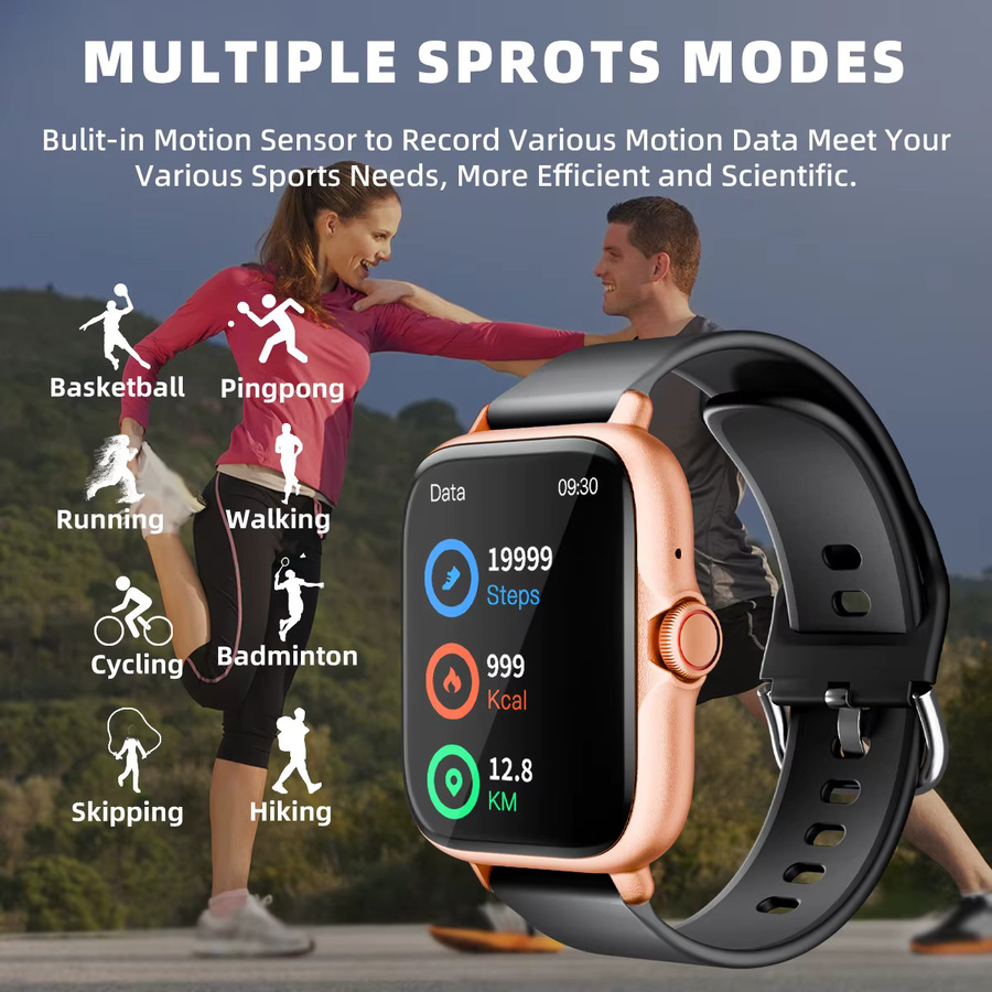 DESERTCAT Smartwatch mit 1,83 Zoll Display in Pink, wasserdicht mit Anruffunktion, Schlafüberwachung und Nachrichten-Benachrichtigungen für iPhone und Android - Bild 3