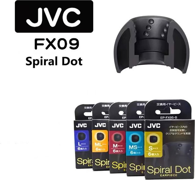 JVC Spiral Dot Silikon Ohrstöpsel Ersatzset für EP-FX9 In-Ear Kopfhörer in Schwarz - Bild 1