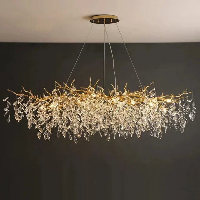 YongYing Lumin LED-Pendelleuchte aus Kristall und Metall in Gold oder Silber für Esszimmer und Schlafzimmer - Bild 1