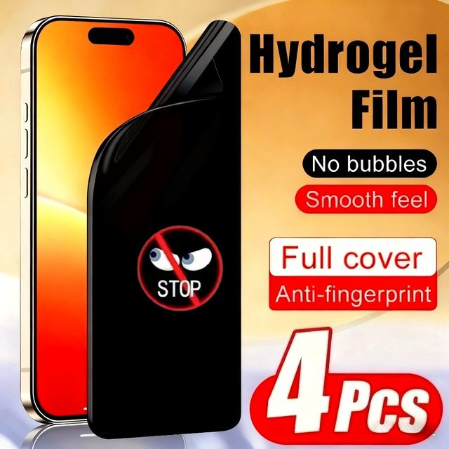 4 Stück MLHJ Anti-Spion Hydrogel Displayschutzfolie für iPhone 17 16 15 14 Pro Max Air 16e Plus 13 12 11 Pro XR XS Max, transparent - Bild 1