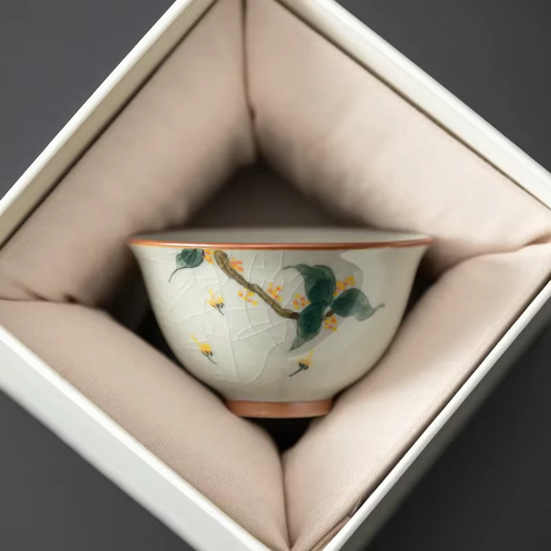 Geyao Keramik Tee-Set mit 6 handbemalten Kung Fu Teetassen in Floral-Design, Mehrfarbig - Bild 3