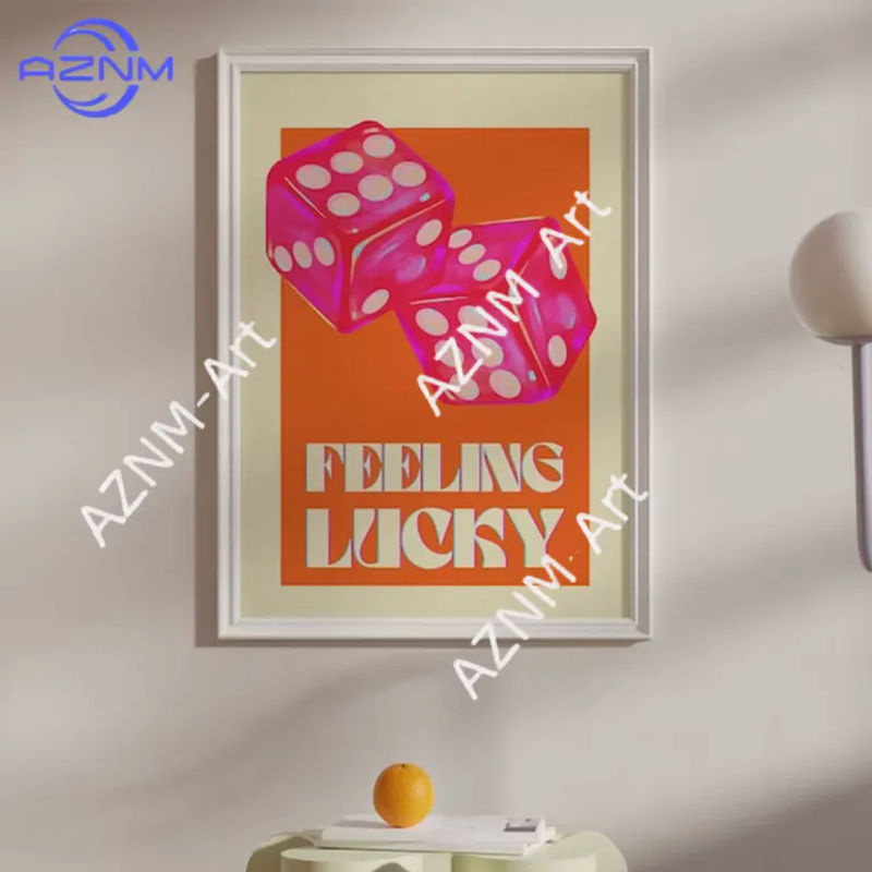 KAYOU Wandkunst Pink Orange Feeling Lucky Quotes Leinwandgemälde im minimalistischen Y2K Design - Bild 2