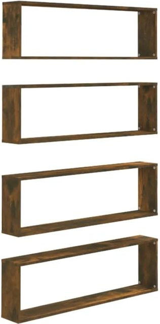 vidaXL Wandregale 4er-Set aus Holzwerkstoff in Räuchereiche, B/H/T: 100 x 15 x 30 cm - Bild 1