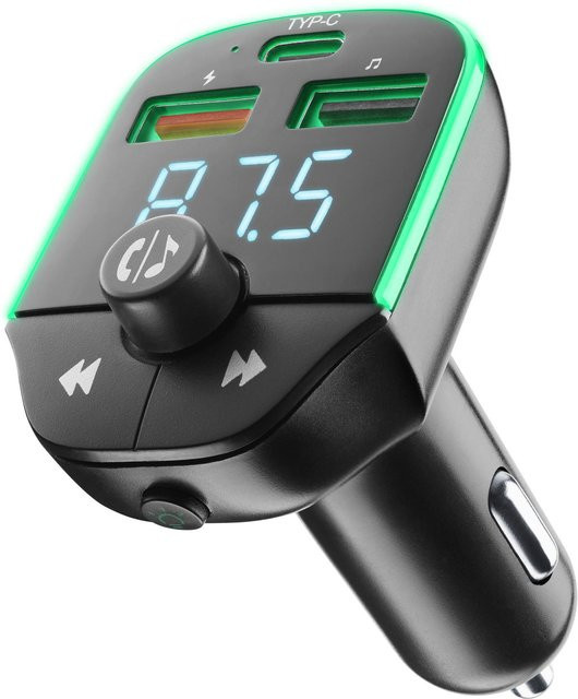 CellularLine Bluetooth FM-Transmitter für das Auto mit 3,5 mm Klinkenanschluss, Schwarz (61366) - Bild 1