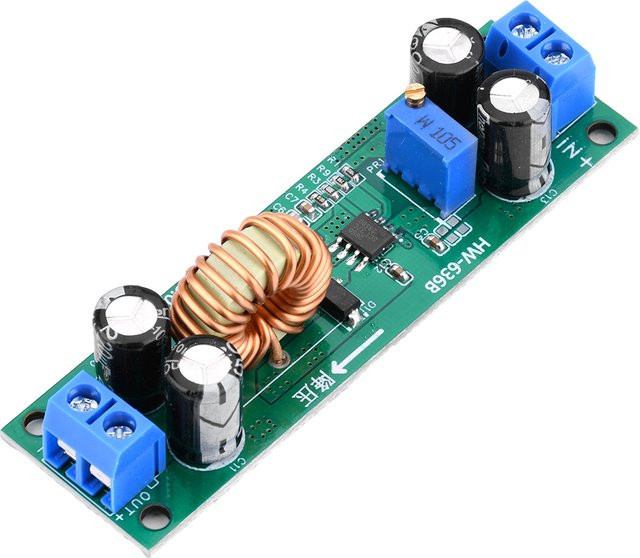 Diymore DC-DC Step-Down-Buck-Konverter Modul Einstellbarer Spannungsregler mit synchroner Gleichrichtung, 6,5V-60V zu 1,25V-30V, 5A, Grün - Bild 1