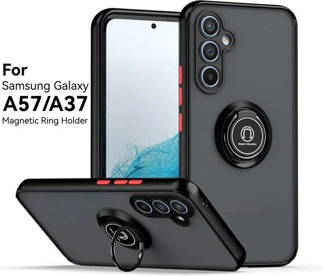 Magnetische Ring Schutzhülle für Samsung Galaxy A57 A37 A16 A26 A36 A56 A17 A07 4G 5G in Schwarz mit Frosted Hardcase Design - Bild 1