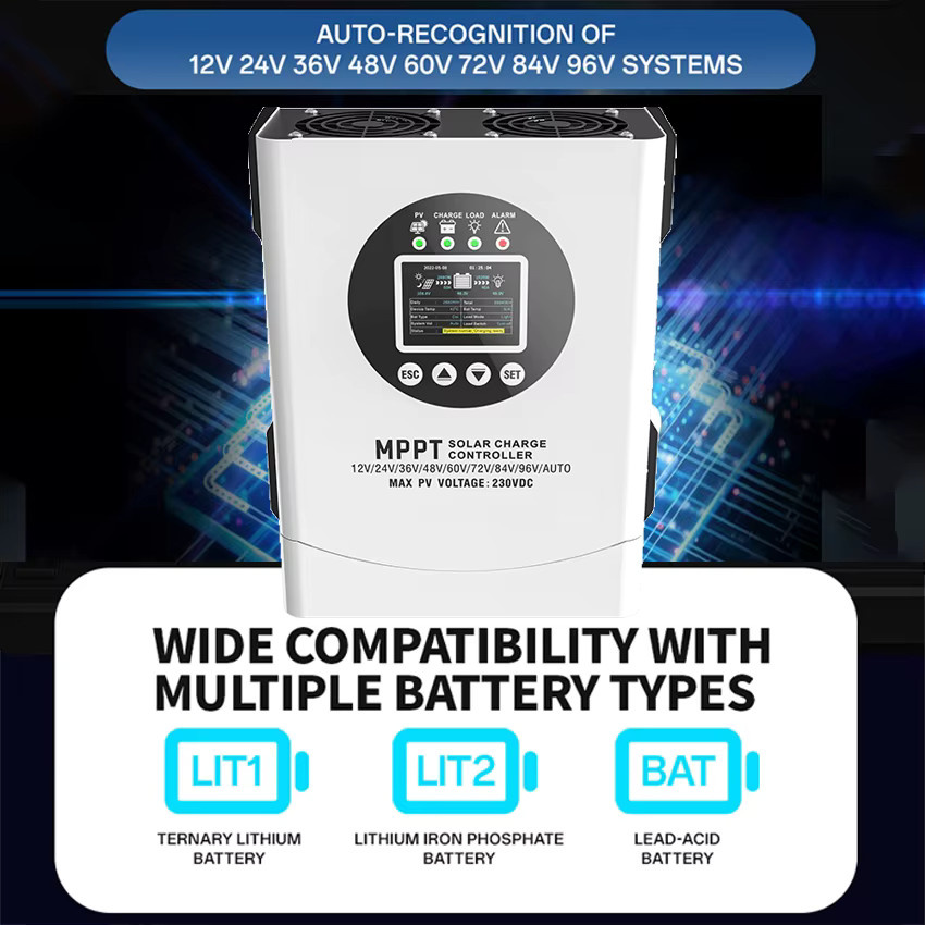 EVSOLAR MPPT Solar-Laderegler 60A/120A in Weiß mit optionalem WLAN, PV-Eingang 18-480V und Batterie 24-96V für Lithium-Batterien - Bild 2