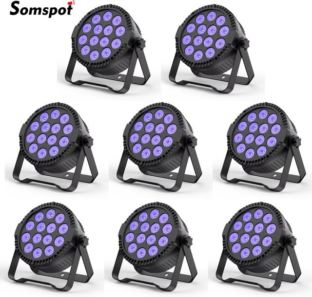 Somspot 8er Set RGBW Par-Scheinwerfer mit 14 LEDs und DMX512 für Bühneneffektbeleuchtung in Schwarz - Bild 1