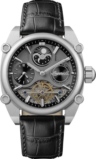 Ingersoll Herrenuhr Automatik, Edelstahl, Leder, 45 mm, 5 ATM - Bild 1