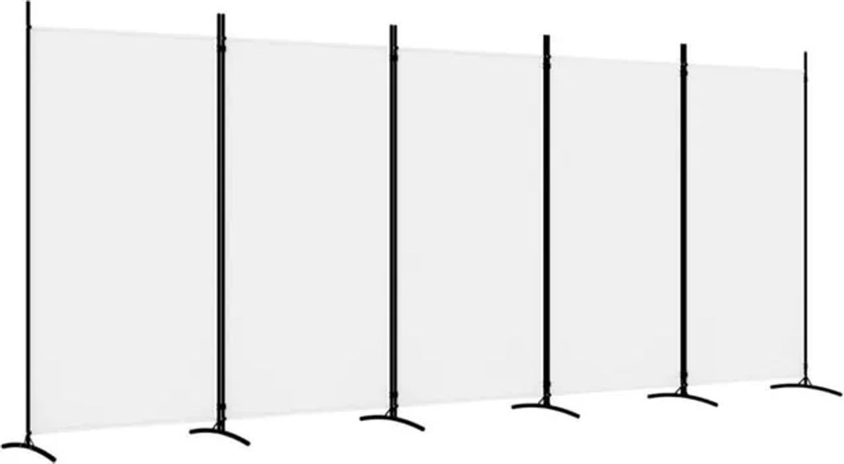 5-tlg. Paravent vidaxl aus Textil und Metall in Weiß, B: 433 cm, H: 180 cm - Bild 1