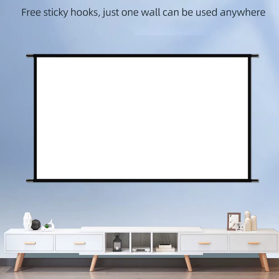 VEIDADZ Projektor-Leinwand zur Wandmontage, 60–120 Zoll, weiß, knitterfrei, 160° Betrachtungswinkel für Heimkino und Innenbereich - Bild 2