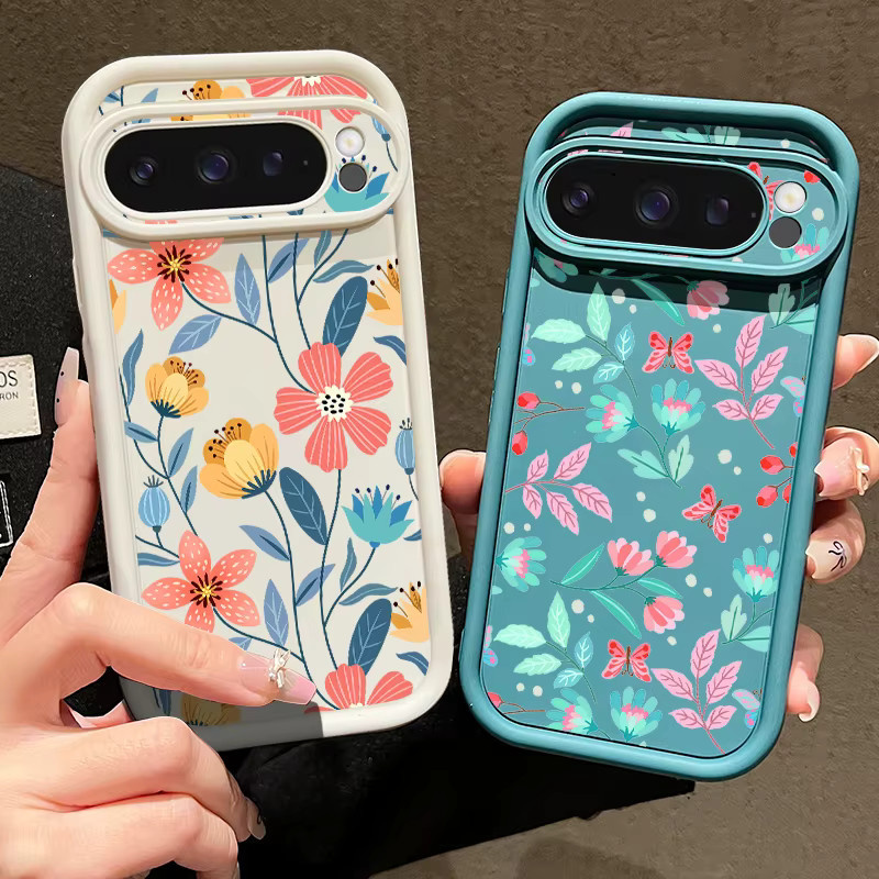 Stoßfeste TPU-Silikonhülle mit romantischem Blumenmuster für Google Pixel 8 Pro, 8A, 9 Pro XL und 9 in Beige, Weiß und Multicolour - Bild 1