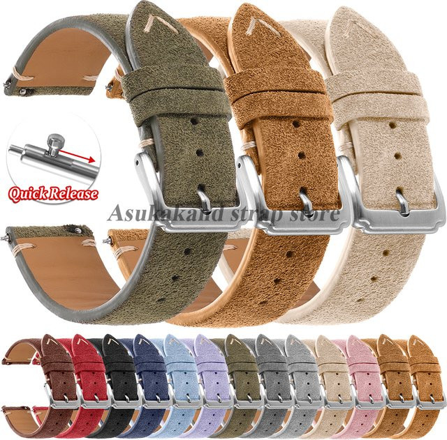 Uhrenarmband Wildleder, Kalbsleder, Schnellverschluss, Unisex - Bild 1