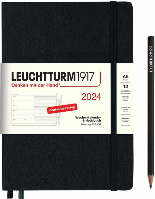 LEUCHTTURM1917 Notizbuch Medium A5 Hardcover liniert schwarz - Bild 1