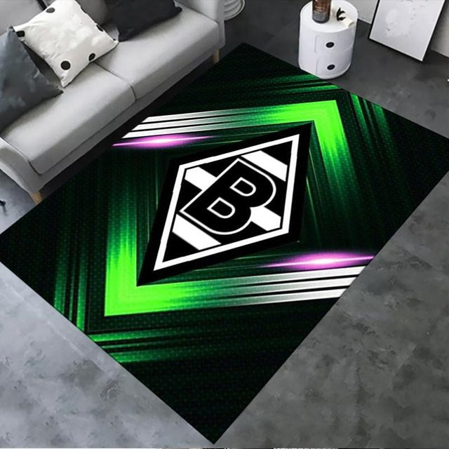 On My Love Home Borussia Teppich in Grün, abstrakte Bodenmatte für Wohnzimmer und Schlafzimmer, rutschfest und waschbar, B/T: 100 x 150 cm - Bild 1