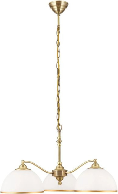 Orion Leuchten Hängeleuchte Old Style in Gold/Messing mit weißem Milchglas, Durchmesser: 65 cm - Bild 1