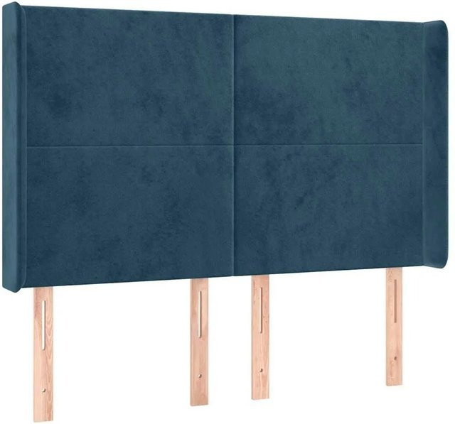 vidaXL Kopfteil mit Ohren in Dunkelblau aus Samt, B/T/H: 147 x 16 x 118/128 cm - Bild 1