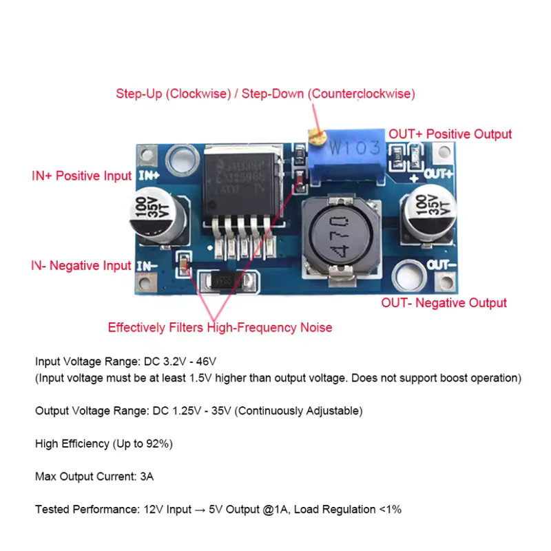 Hochleistungs-DC-DC-Spannungsregler Set mit XL4015 5A Buck, LM2596S 3A Step Down und MP1584EN 3A Buck Converter - Bild 2