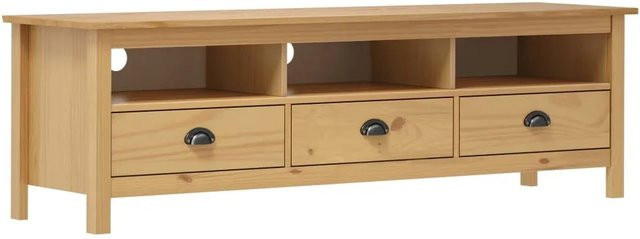vidaXL TV-Schrank Hill aus massivem Kiefernholz in Braun im Retro-Design B/T/H: 158 x 40 x 47 cm - Bild 1