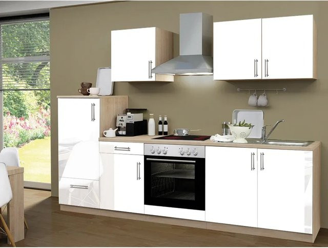 MENKE Küchenzeile Premium Weiß Hochglanz mit Sonoma Eiche Nachbildung, Breite: 270 cm - Bild 2