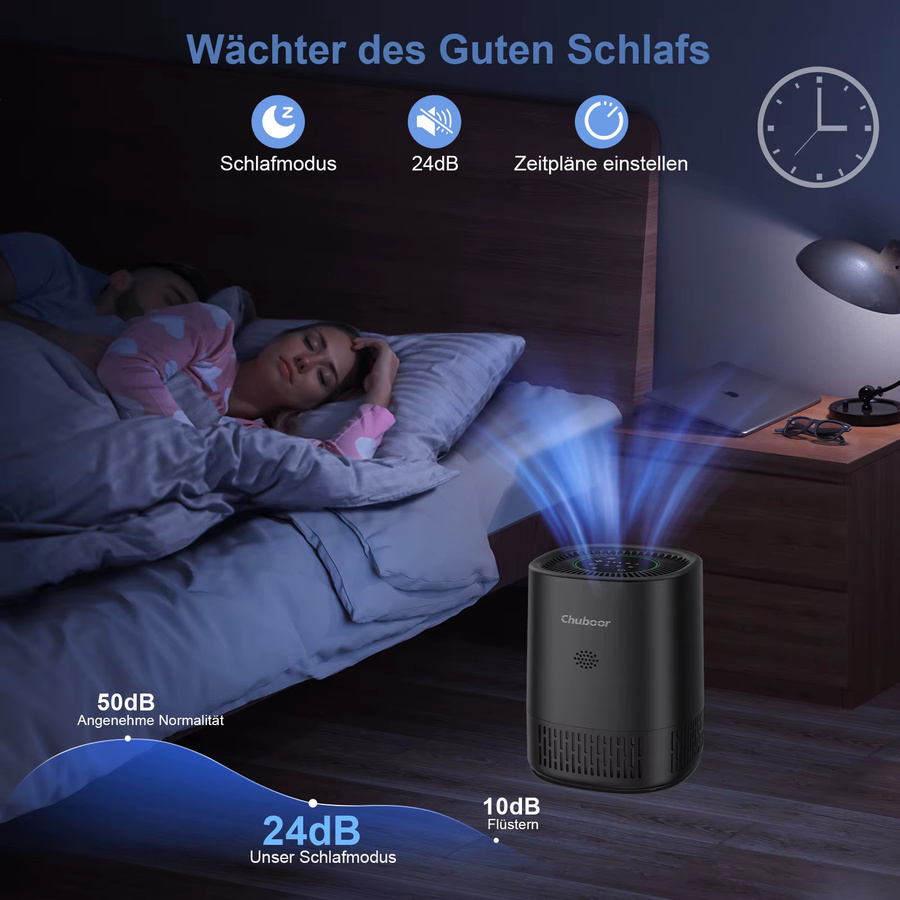 Chuboor Luftreiniger in Weiß mit waschbarem Schwammfilter für Zuhause und Büro zur Entfernung von Tierhaaren, Staub und Gerüchen - Bild 4