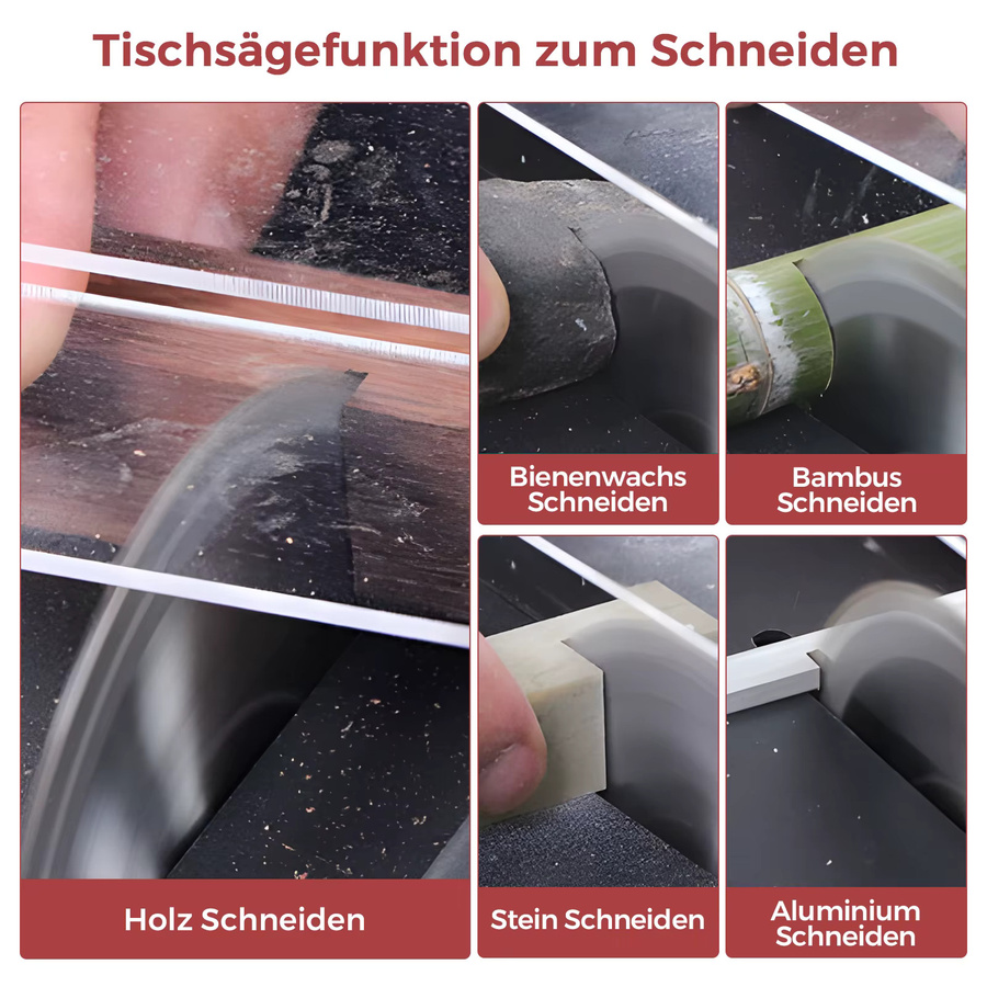 Multifunktionale 2-in-1 Mini-Tischkreissäge und Bandschleifer mit 300W Doppelmotor-Steuerung und Edelstahl-Arbeitstisch in Silber, B/T/H: 29,0 x 25,5 x 10,0 cm - Bild 5