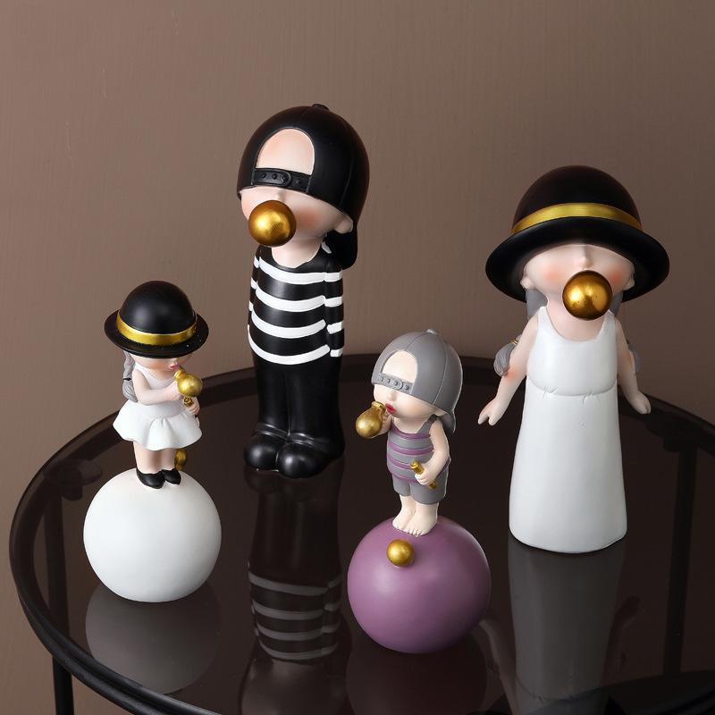 Nordische Blasenmädchen Deko-Figur aus Harz in Multicolour, Tischdekoration für Wohnzimmer und Schreibtisch, Höhe: 26,0 cm, Breite: 18,0 cm, Tiefe: 26,0 cm - Bild 3
