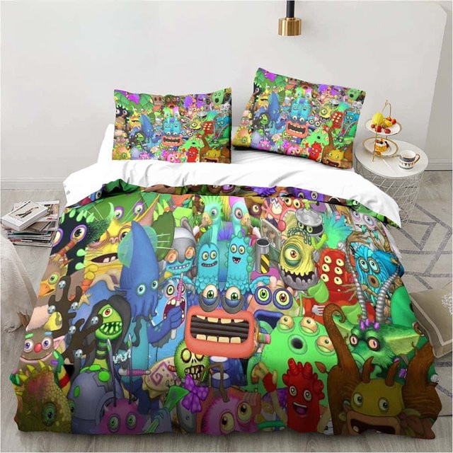 Bettwäscheset Singende Monster von Lodestar mit Bettbezug und Kissenbezug, Mehrfarbig, B/H: 135 x 200 cm - Bild 1