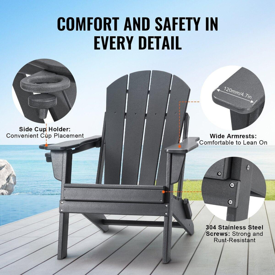 Buying Solutions MB Adirondack-Stuhl Set aus HDPE in Grau, 2er Set, wetterfest und klappbar - Bild 9