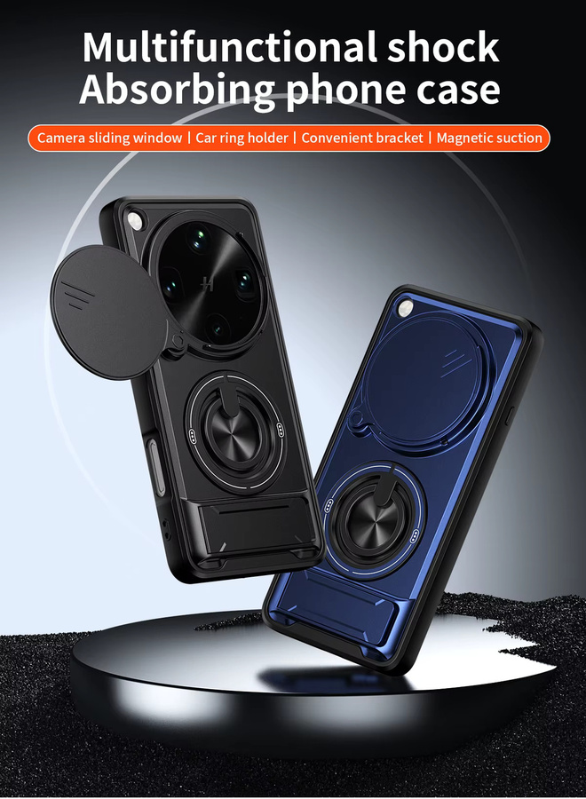 Stoßfeste Panzer-Handyhülle für OPPO Find X9 Ultra, Find X8 und Find X9 Pro 5G mit Magnetständer und Kameraschutz in Schwarz oder Blau - Bild 3