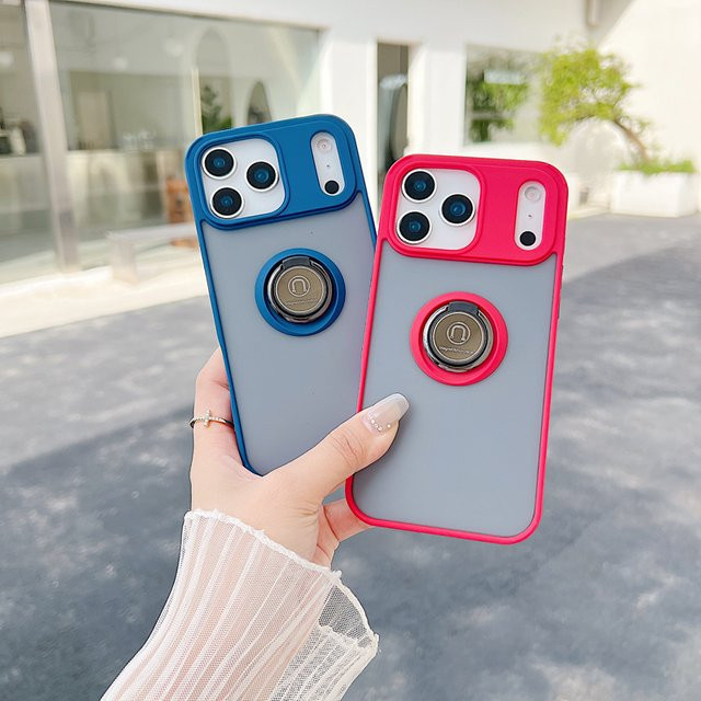 Luxuriöse Apple iPhone Schutzhülle mit mattiertem Hautgefühl und magnetischem Ringhalter in Beige und Multicolour - Bild 1