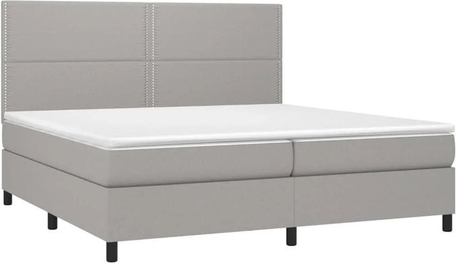 vidaXL Boxspringbett mit Matratze und LED-Beleuchtung in Hellgrau, B/T/H: 200 x 200 x 118 cm - Bild 1